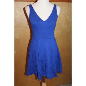 ABS Allen Schwartz SMALL Women's Deep V Fit and Flare Dress BLUE